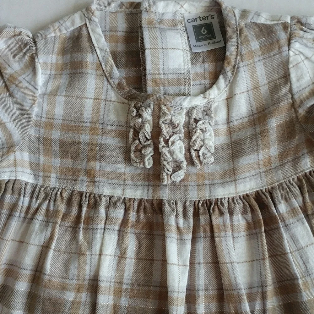 Carter's Plaid Dress & Tights 6M